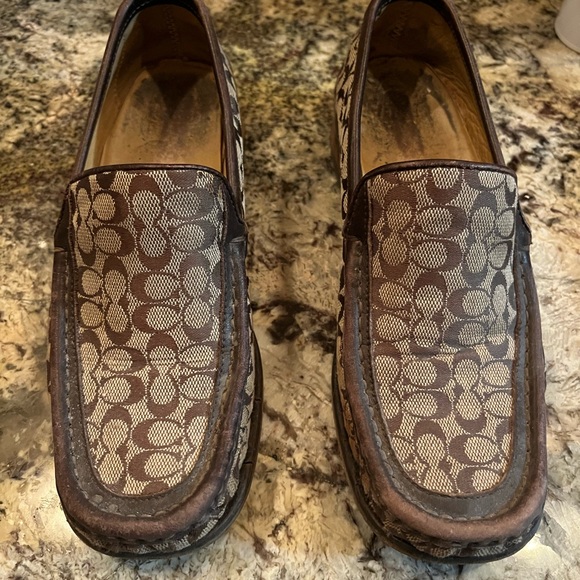 Brown Coach Monogram Loafers - Picture 1 of 7
